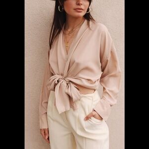 Lucy Paris Gloria Wrap Top Tan Size XS - NWT